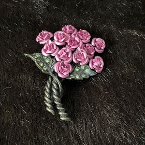 Avon Pink Rose Bouquet Brooch